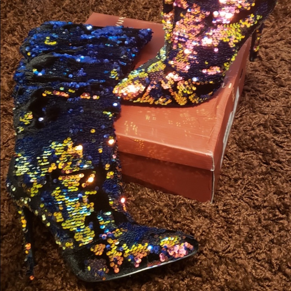Sequins slouch boots